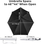 G4Free UPF 50+ Adjustable Beach Umbrella XL with Universal Clamp for Chair Stroller Wheelchair Golf Cart Bleacher Patio