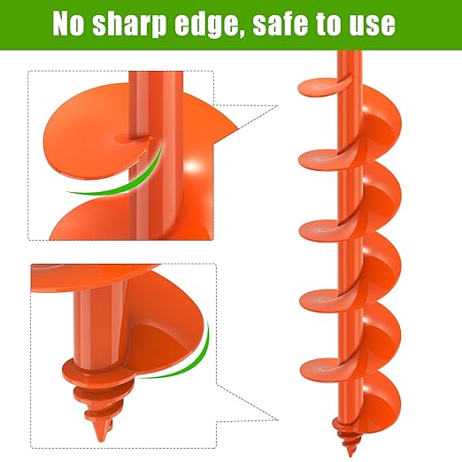 Insaga Threaded Auger Drill Bit for Planting, 4''x 32'' Drill Augers for Digging Holes with Self-Tapping Screw, 3MM Heavy Duty Garden Auger Drill Bit for Planting, Dirt Bulb Plant Auger for Drill