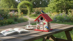 CEDAR ALPHA 2026 Spring Melody Bird House, Composite Material Nesting Box, Hanging Birdhouse for Blue Bird, Squirrel Proof Birdhouse for Outside, 10 Years Weatherable Pole Mountable Bird House (Red)
