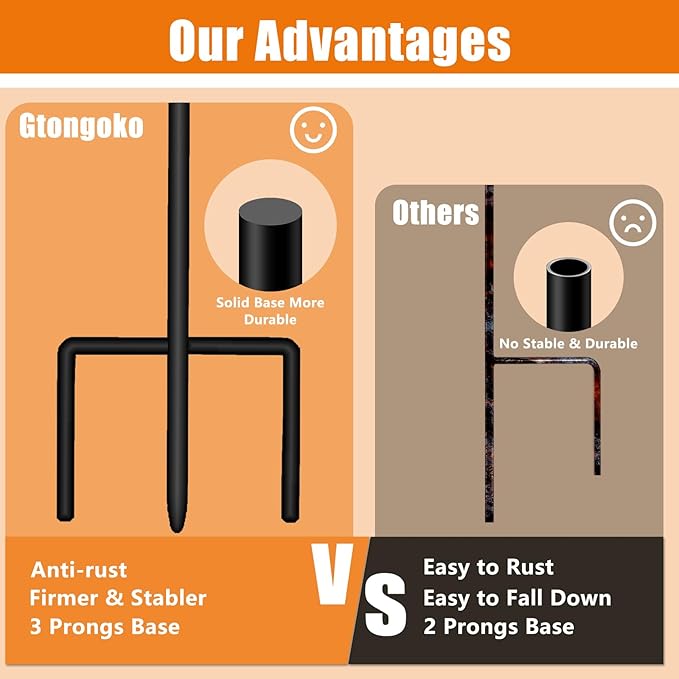 Gtongoko 32 Inch Shepherds Hooks for Outdoor 4 Pack Garden Hooks for Hanging Plants, Lanterns, Bird Feeders, Solar Lights, Mason Jars, Weddings Decor, Adjustable, Matte Black