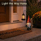PETAFLOP Solar Garden Gnome Statue Decor with Welcome Sign, Funny Gnomes Figurine for Yard Patio Balcony Outdoor Decorations, Mother's Day Birthday Housewarming Gifts for Mom Grandma
