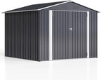 Polar Aurora 8x8 FT Outdoor Storage Shed, Metal Garden Shed with Updated Frame Structure, Tool Sheds for Backyard Garden Patio Lawn, Black