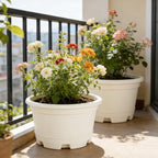 KPUVX 5 Packs 13 inch Plant Pot Modern Decorative Garden Pot with Saucer, Large planters for Outdoor Plants,Decorative Flower Pots