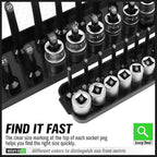 SWANLAKE Socket Organizer Tray, 6-Piece Socket Holder Tray, SAE and Metric, 1/4", 3/8", and 1/2" Drive Sockets Organizer for Toolboxes