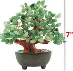 Colorsheng 7 Inch Quartz Crystal Money Tree Bonsai Feng Shui Gem Decoration for Wealth and Luck (Green)