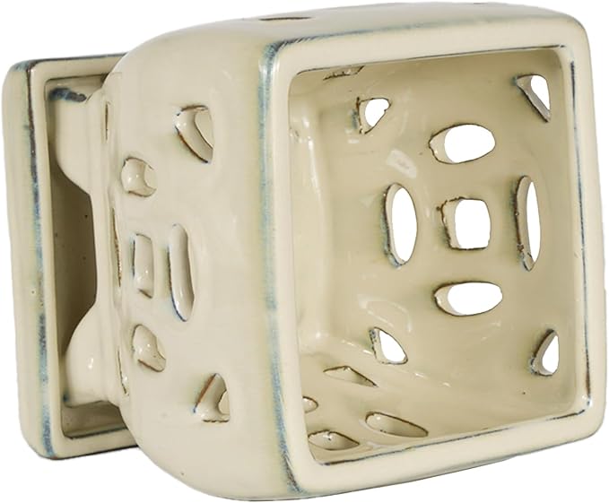 W&W Orchid Pot with Holes and Saucer for Repotting, Cream White, 5.5"