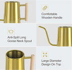 Watering Can Indoor Plants, 35 oz/1000 ml Metal Stainless Steel Watering Can Pot with Long Spout for Indoor House Plants Bonsai Outdoor Garden Flower Decorative (Gold)