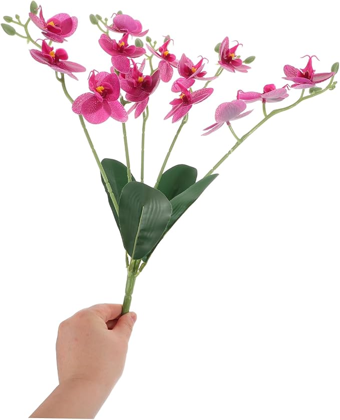 PRETYZOOM Artificial Phalaenopsis Orchid Stem Realistic Faux Flower Arrangement for Home Decor Wedding and Event Decoration for Living Room and Office Aesthetic