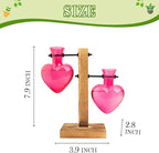 XXXFLOWER Plant Terrarium Propagation Station, Gifts for Mom Daughter Wife Plant Lover, Hydroponic Planter Bulb for Home Office Garden Decoration - 2 Pink Love Bulb Vase with Wooden Stand