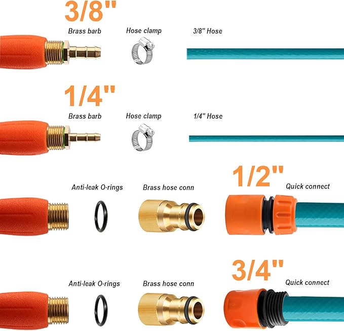 44-Inch All Metal Sprayer Wand with Built-in Shut Valve, 1/4" & 3/8" Brass Barb Sprayer Wand Replacement, Garden Hose Wand Sprayer Watering Wand Suitable for 1/2" & 3/4" Hose Quick Connectors