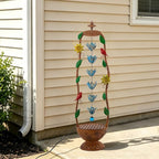 40" Vintage Metal Floor Water Fountain - Soothing Waterfall Outdoor Fountains with 6 Hanging Cups for Garden Patio Backyard Deck Decor, 1108 - Copper Birds & Flower
