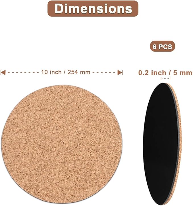 Vensovo Cork Plant Coasters & Saucers 10 Inch– Absorbent Round Mats for Indoor Flower Pots, Planters, Houseplants, Surface Protector for Table & Floor, 2 Pack