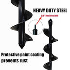 2 Count Garden Auger Drill Bits, 3.5" x 16" & 1.6" x 16.8" Garden Auger Hole Drill & Bulb Planting Tool, Fits 3/8" Hex Drill