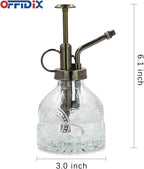 OFFIDIX Plant Mister Glass Spray Bottle, 6.3"Tall Vintage Plant Spritzer Watering Can, Succulent Watering Bottle with Plastic Bronze Plastic Top Pump, Can for Outdoor Indoor Garden, Cleaning Solutions