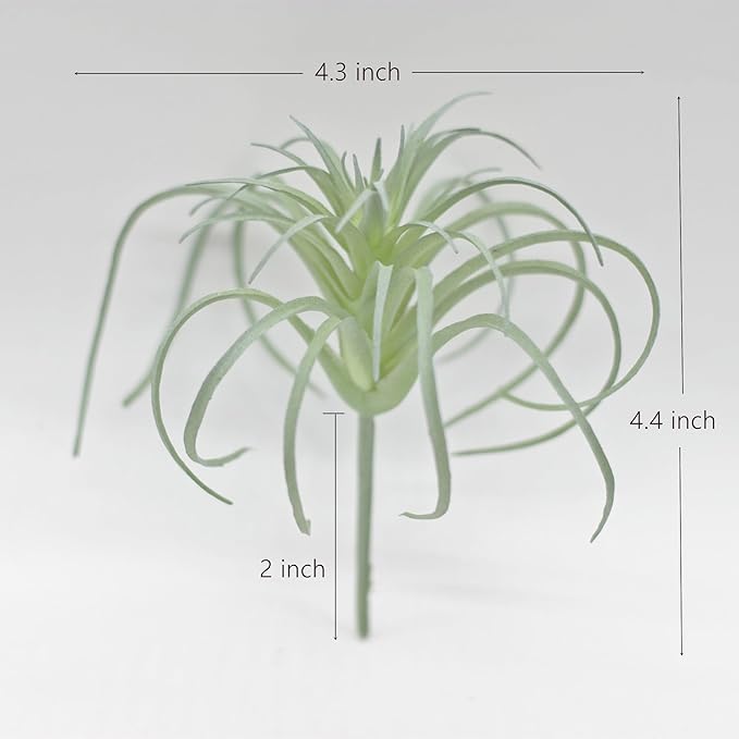 Small Artificial Air Plants Look Real Succulants Plant Faux Greenery Bromeliads for Garden Home Office Decoration (Green Flocking Air Plants)