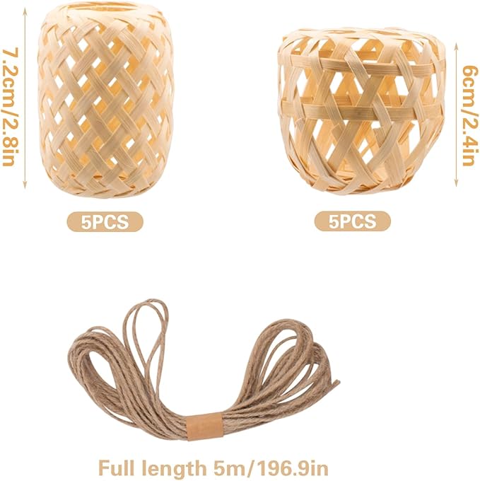 SnowTing 10 PCS Hanging Air Plant Holder, Unique Bamboo Lantern Shape Air Plant Hanger with Jute Ropes for Tillandsia Succulent Houseplants, Airplants Hanging Holders for Home, Office & Garden Decor