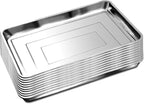 RooTrimmer 10 Pack Large Stainless Steel Seedling Trays, Heavy Duty Metal Water Catch Trays for Nursery Pots Transplant, Seed Germination & Propagation Flats (17.5 inch×13.56 inch, 1.18" Height)
