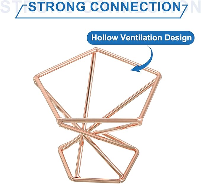 uxcell 6Pcs Air Plant Holder, Makeup Sponge Drying Holder Rack, Tabletop Air Fern Display Stand, Makeup Beauty Egg Dry Stand for Dressing Table Home Decoration, Rose Gold (56x56x42mm)