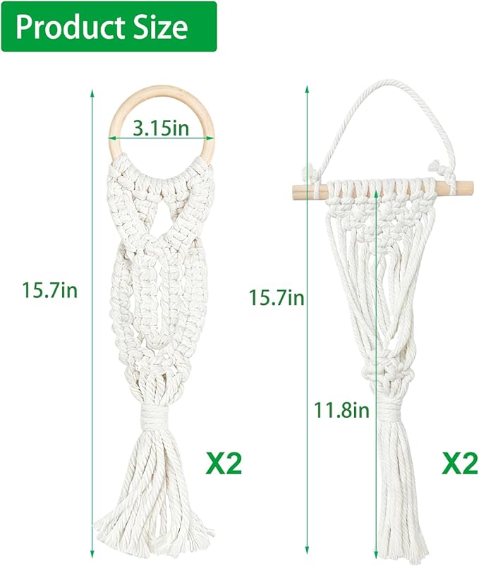Belit 4 Pack Air Plants Holders, Wall Hanging Air Fern Stand, Macrame Plant Hanger with 4 Hooks for Home Decoration (NO Plant Included)