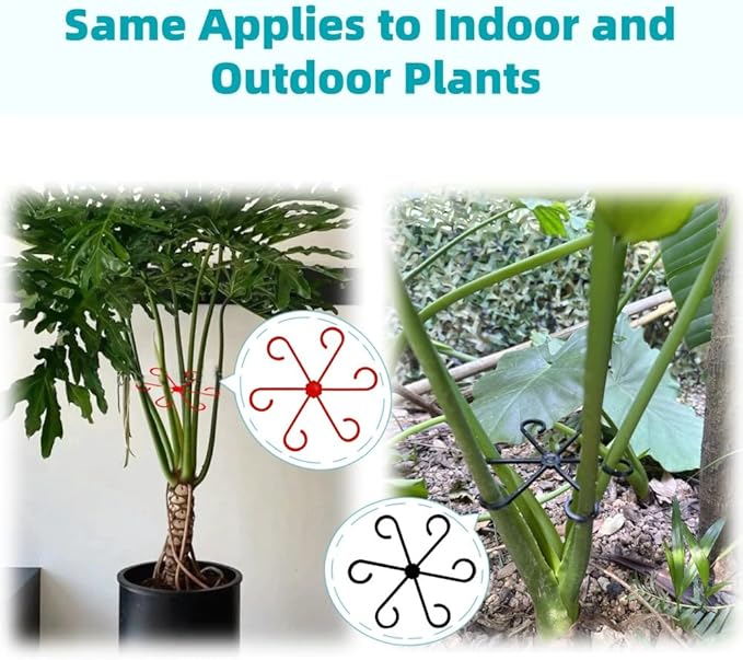 12 PCS Plant Stem Support, Plant Stakes for indoor Plants Plant Clips for Climbing Plants, Plastic Monstera Plant Support Accessories for Potted indoor Plant in Various Growth Stage(4 Sizes, 3 Colors)