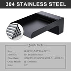 PONDO 304 Stainless Steel Made Exquisite Handcrafted Waterfall Spout for Landscape, Water Fountain Spout Scupper Luxury Decoration for Pools, Ponds, Water Walls (Black Powder Coating)