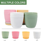 SwinDuck 6 Inch Plant Pots, 12 Pack Plastic Planters Modern Flower Pot with Drainage Holes and Saucers for All House Plants, Herbs, Flowers and Seeding Nursery, Colorful