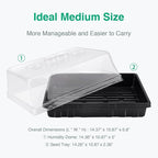 [Thick Plastic] 5-Set Strong Seed Starter Trays with 5" Humidity Domes for Seed Starting, Germination, Seedling Propagation & Plant Growing, Holds 240 Cells in Total
