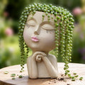 Face Planters Pots Head, Unique Air Plant Holder, Funny Succulent Flower Pot, Cute Indoor Plant Pot with Drainage for Small Herb Cactus, Decorative Vase, Garden Gift for Women, Desk Shelf Art Decor 7"