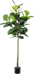 Artificial Fiddle Leaf Fig Tree, 6FT Faux Ficus Lyrata Plant Tall Fake Tree for Home Decor Artificial Tree for Indoor Office Living Room (Fiddle Leaf Fig Tree, 6 FT)