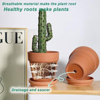 vensovo 6 Inch Terracotta & Clay Pots for Plant with Saucer - 4 Pack Medium Terra Cotta Planter with Drainage Hole, Flowerpot for Indoor Outdoor Plants, Crafts, Wedding Favor