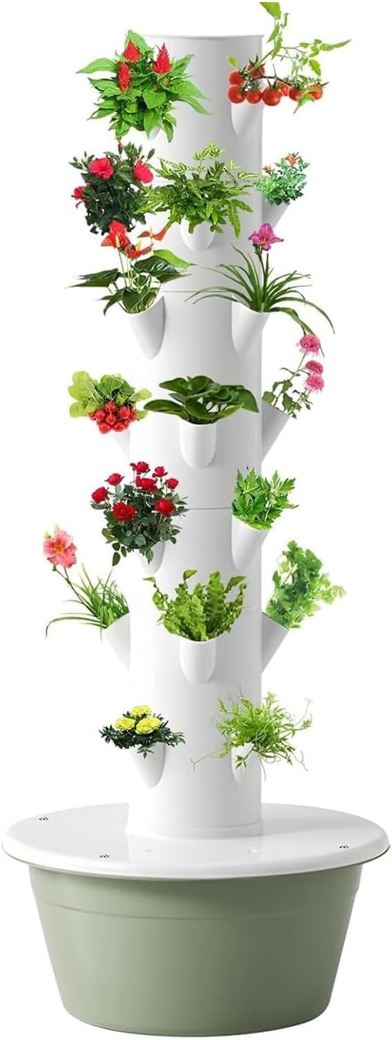 Hydroponic Tower Growing System, Vertical Garden, Suitable for Indoor and Greenhouse, Grow Herbs and Vegetables, Houseplant Farming with Water Circulation and Automatic Timer,7 Layer