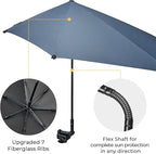 G4Free UPF 50+ Adjustable Beach Umbrella XL with Universal Clamp for Chair Stroller Wheelchair Golf Cart Bleacher Patio