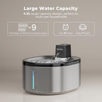Smartoo Wireless Cat Water Fountain Stainless Steel, 152oz/4.5L Cat Fountain Battery Operated, Cordless Pet Water Fountain for Cats & Dogs with Motion Sensor, Ultra Quiet Pump, Multi-Filtration