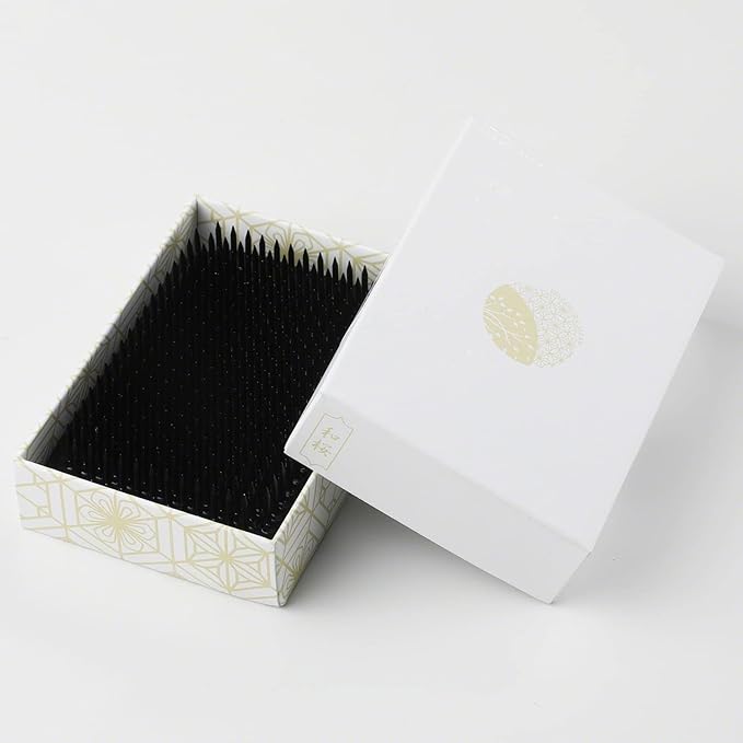 Wazakura Japanese Black Ikebana Kenzan Flower Holder Rectangular Square, Made in Japan Floral Arranging Pin Frog Tool - (3.2 in (83mm), Black
