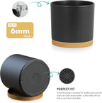 WSMKSZ 8 Inch Cylinder Plant Pots for Indoor Outdoor Plants, Medium Deep Flower Pots with Drainage Holes & Saucer, Decorative Plastic Planter Pots for Garden House Plants, Black with Brown