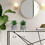 Zerzsy Faux Succulents in Cement Pots with Hanging Leg, Potted Mini Fake Plants for Desk Decor, Kitchen Shelf Decor, Office Decoration for Women, Bathroom Shelf Plants Decoration - Set of 2