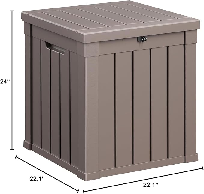 PatioZen 50 Gallon Resin Deck Box, Lockable Patio Outdoor Storage Box for Furniture, Garden Tools and Tools Storage, Waterproof Outside Storage Boxes - Grey