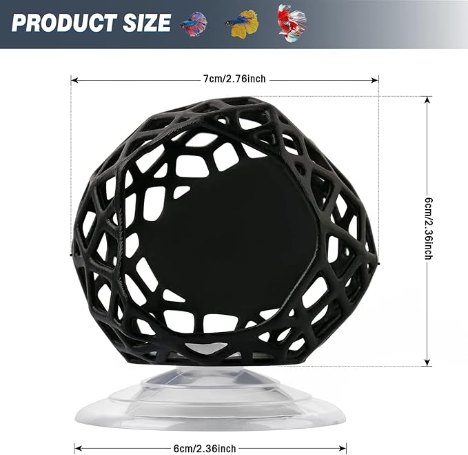 Aquarium Plant Holder with Suction Cups - Hanging Planter for Aquatic Plants, Fish Tank Decoration & Cultivation Tool (Black)