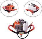 72cc Post Hole Digger 2-Stroke Petrol Gas Powered Earth Digger with 3 Extension Rods（8" 12" & 20"） + 3 Auger Drill Bits (4" 6" & 8") for Farm Garden Plant
