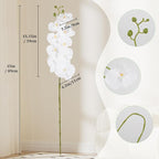 4PCS Faux White Orchid Artificial Flowers, 35inch Long Stem White Fake Orchid, Realistic Phalaenopsis Flowers for Tall Vase Home Wedding Party Decoration