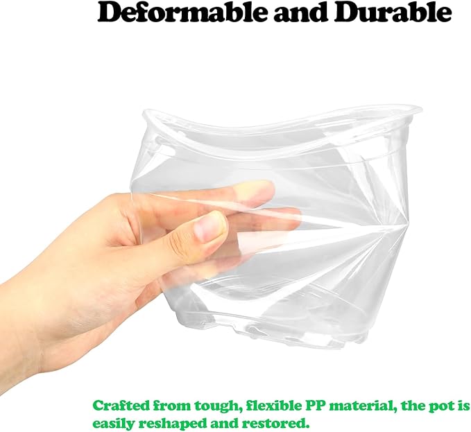RAOOKIF 30 Pack 5/6/7 Inch Reinforced Clear Nursery Pots with Drainage Holes, Nursery Pots for Plants Variety Pack, Transparent Plastic Plant Pots for Seedlings, Seed Starters