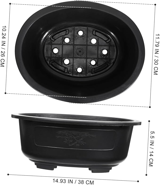 Angoily Bonsai Pots, 2PCS Bonsai Training Pot, 15 Inch Tree with Drainage Tray, Deep Oval Planter for Desktop, Garden, Balcony, Plastic Asian Tall Training