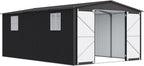 12x18 FT Outdoor Storage Shed, Metal Garden Shed with Lockable Door & Sloped Roof, Large Waterproof Utility Tool Shed for Backyard, Garden, Patio, Lawn, Black