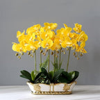 Artificial Flower in Pot Artificial Flower with Vase Orchid Fake Phalaenopsis Faux Plants for Home Layout Decor Living Room Office Decoration 43cm Artificial Plant Flower Arrangement ( Color : Yellow