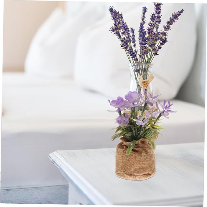 Artificial Phalaenopsis Orchid Bonsai Faux Orchid Flowers Lifelike Plastic Potted Plant Home Decoration for Living Room Office Bedroom
