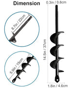 Linkhood Auger Drill Bit, Garden Plant Flower Bulb Auger Rapid Planter Bulb & Bedding Plant Auger for 3/8" Hex Drive Drill Earth Auger Drill Fence Post Umbrella Hole Digger(1.8x15 in/4.6 x37 cm)