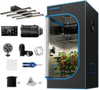 Grow Tent Kit Complete System 3x3 ft, 320W LED Grow Light with LM301H EVO & Sunrise Timer, 1680D High-Reflective Mylar Tent, 4 Inch Smart Ventilation System with Carbon Filter & Clip Fan