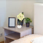 COHEALI Artificial Phalaenopsis Flowers Bonsai 2pcs, Realistic Simulation Butterfly Orchid Desk Decor with Green and Purple White Flower Arrangements for Living Room and Home Decoration