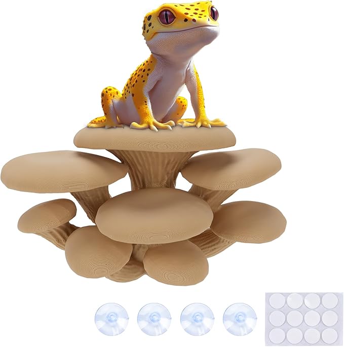 Westant Mushroom Decor for Reptile Tank, Fish Tank, Pet-Safe Bearded Dragon Tank Accessories, Realistic Terrarium Plants for Leopard Geckos, Crested Geckos, Tree Frogs, Snakes (Almond, Cluster Cap)