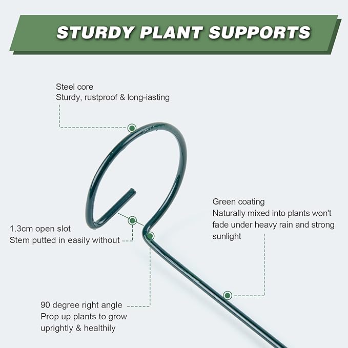 Joyhalo 12 Pack Plant Support Stakes 36 Inches, Plant Stakes, Flower Stakes with 24 Twist Ties, Garden Sticks for Plants Hibiscus, Sunflower, Red Hot Poker, Hydrangea, Tomato, Sapling Etc